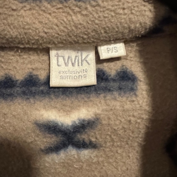 Simons Twik Aztec Fleece jacket shacket beige brown warm USS cropped cozy rare - Picture 4 of 7